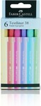 Faber-Castell Textliner 38 Pastel Super-Fluorescent Highlighter Pen - Assorted Color (Pack Of 4/6), Unique Soft Pastel Colors, Clipped Holder, Slim &amp; Easy To Grip (6)