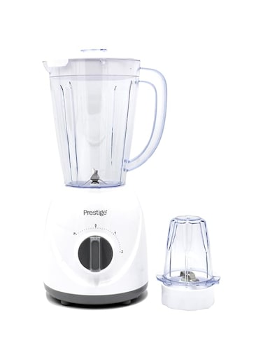 Prestige 2 in 1 Stand Blender 1.5 Ltr 400W   Blender with Grinder Mills   Stainless Steel Blades and Two Pulse Control for Fine and Grinding of Coffee Herbs - WHITE PR81530