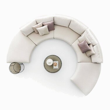 Karnak Monza 5 Seater Round Sectional C Lounge Fabric SofaRise White
