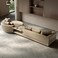 Karnak Murphy Designer 4 Seater Sectional Round Chaise Leather Sofa - Khaki