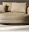 Karnak Murphy Designer 4 Seater Sectional Round Chaise Leather Sofa - Khaki
