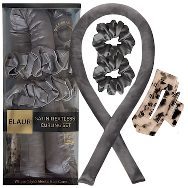 Elaur Satin Heatless Curling Set-Hair Rollers for Heatless Curls   Overnight Heatless Hair Curlers to Sleep in   Curling Rod Headband for Short &amp; Long Hair   Hair Wrap Curler (BlackRose)