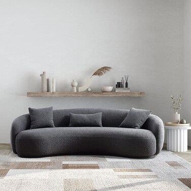 Karnak Feather Round Teddy Fabric Sofa Lounge - Black