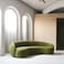 Karnak Feather Round Teddy Velvet Sofa Lounge - Green