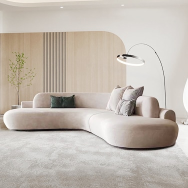 Karnak Lennon Scratch Resistant Curve Velvet Sofa - Beige