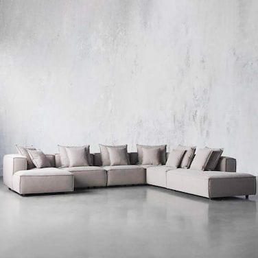 Karnak Hansen 6 Seater U-Shape Velvet Sofa - Pale Silver