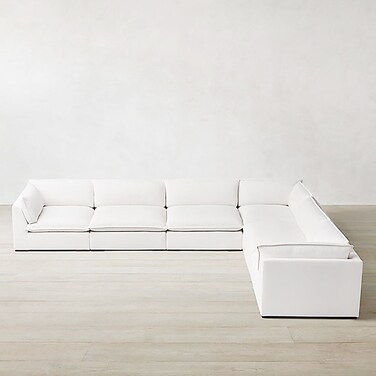 Karnak Baker Luxury 6 Seater L-Shape Couch Velvet Sofa - White
