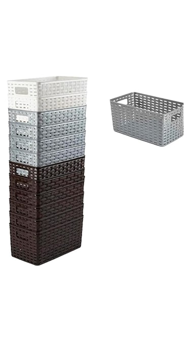 PlasticForte Rattan Basket 5L - 28 x 17 cm - Stylish and Versatile Storage Solution - Assorted