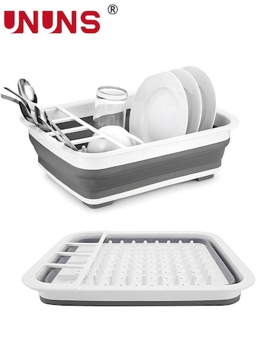 Foldable Dish Drying Rack,Plastic Dinnerware Drainer Organizer With Drainage Holes For Kitchen Counter Organization