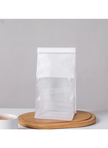Bakery Bag, 20pcs 13x10x28cm, Toast Bread Bag, Sliced Bread Packaging, Self-sealing Bag, Window Cookie Bag for Packaging Kraft Paper Tin Tie Tab Lock Candy Bag Treat Bag, Popcorn, Coffee Bag