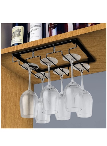 Metal Hanging Wine Glass Rack Under Cabinet