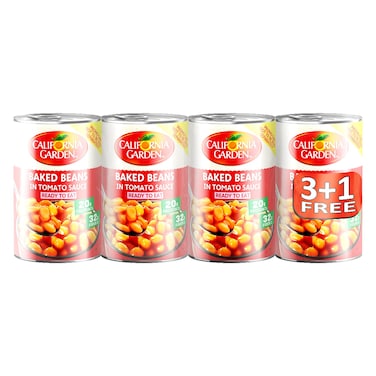 California Garden Baked Beans in Tomato Sauce, 420g Pack of 4