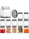 FUFU square jar with black sealed metal regular lid (8oz/200ml), sealed transparent glass jar, used as dessert, coffee beans, seasoning, honey, jam, jelly, total 12 jars