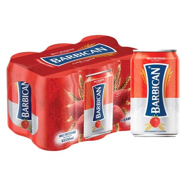 باربيكان مشروب شعير بنكهة الفراولة، علبة 330 ملل، عبوة من 6 حزمة