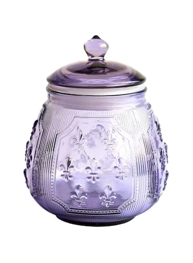 Mathew O Vintage Relief Crystal Glass Candy Dish Snack Jar with Seal Lid,Wedding Candy Jar