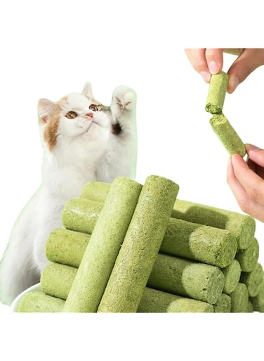 Cat Grass Chew Stick 380g, Edible Cat Teeth Cleaner Grinding Chew Toy 60Pcs,Catnip Cat Grass Molar Rod for Cat/Kitten Teeth Cleaning &amp;Hairball Removal