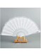 sehtorry White Lace Hand Folding Fan Bridal Dancing Props Floral Handheld Fan for Women Wedding D&eacute;cor or Party Dess-up Favors
