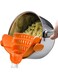 Silicone Clip-On Colander, Heat Resistant Drainer for Vegetables and Pasta Noodles, Kitchen Gadgets for Bowl, Pots, and Pans - Essential Home Cooking Tools (Orange)