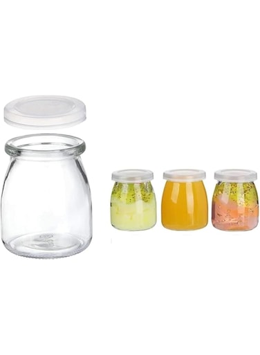 3-Pcs,100ml Yoghurt Jars pudding Jar with Lid Glass Container With Lid For Milk Jams Jelly Mousse Yogurt Making, Jam, Jelly, Mousse &amp; Honey - Reusable, Round Containers for Home Kitchen Storage