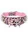 Dog Collar Sharp Spiked Studded Luxurious Padded Leather Collars for Medium Large Dogs (Pink, L)