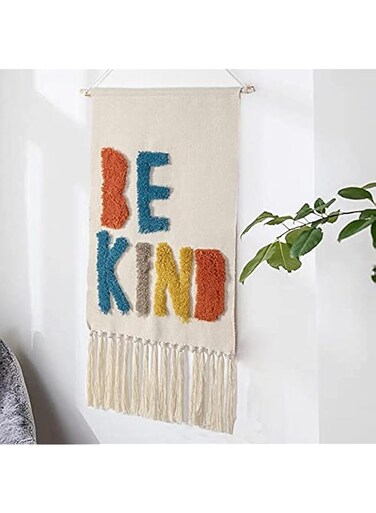 MEI Stylish Handwoven Bohemian Style Hanging Tassel Wall Art Boho Tapestry For Home Decoration Wall Decor Bedroom Decor(Size 70&times;50+20CM Tassel) (2 Printed Color) (Multicolour03)