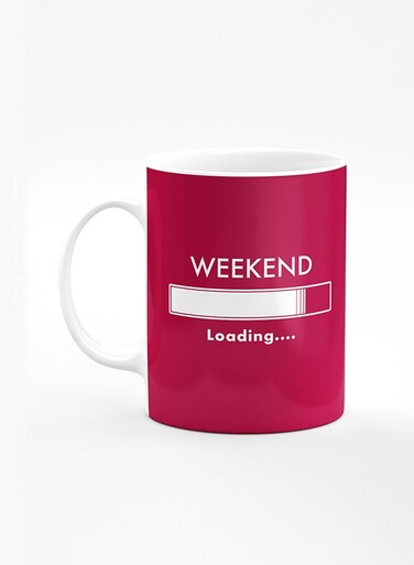 Designer Printed Coffee Mug with Heavy Duty Handle 11oz Ceramic Personalised Gift Mugs Cup [Microwave Safe &amp; Dishwasher Proof] - Weekend loading