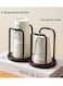 2 - Compartment Paper Cup Holder - Versatile Storage for Disposable, Coffee &amp; Tea Cups - Made of Log &amp; Iron with High - Quality Texture black