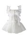 Bow Decor Dog Dress Square Neck Cat Puppy Tutu Skirts Pets Clothing Lace Mesh Dog Wedding Birthday Holiday Dress for Small Medium Dogs Cats Kittens (White, XL)