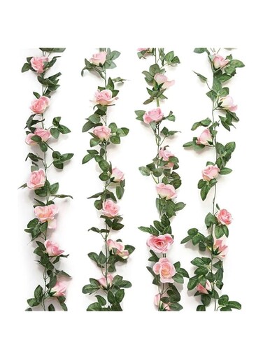 Yebazy Jinway 2PCS(16FT) Fake Rose Vine Garland Artificial Flowers Plants for Hotel Home Party Valentine's Day Garden Craft Art Decor