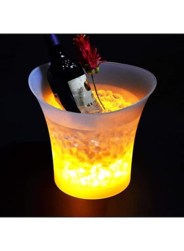 U-HOOME LED Ice Bucket 7 Colours Gradient Changing Luminous Plastic Champagne Wine Drinks Cooler Bucket, 5L Beer Wine Ice Bucket for KTV Clubs Bar Home Wedding Party