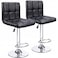 Galaxy Design Set Of 2 Adjustable Bar Stools PU Leather Swivel Lift Kitchen Counter Pub Chair Black Color Size L x W x H 40 x 40 x 110 cm Model - GDF-J202