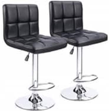 Galaxy Design Set Of 2 Adjustable Bar Stools PU Leather Swivel Lift Kitchen Counter Pub Chair Black Color Size L x W x H 40 x 40 x 110 cm Model - GDF-J202
