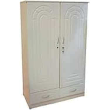 Galaxy Design 2 Door Wooden Wardrobe Cabinet With 2 Drawers Color White Size L x W x H 90 x 50 x 144 cm Model &ndash; GDF-8108