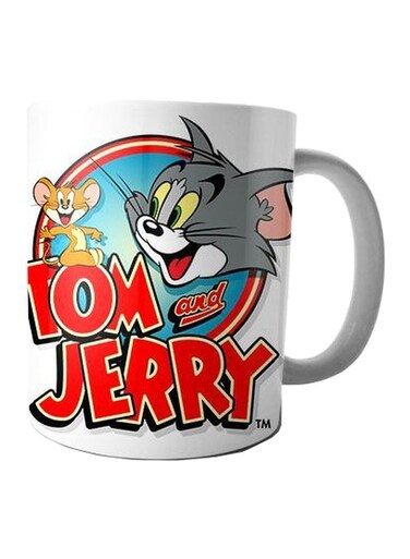 Print Cartoon Printed Coffee Mug White/Red/Grey Standard