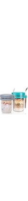 ECASA&trade; 2PCS Overnight Oats Jars Set, Airtight Oatmeal Container with Measurement Marks, 350ML Large Capacity Yogurt Containers Airtight Jars for Milk