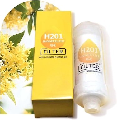 Vitamin Shower Filter - Enhance Hair &amp; Skin Health with Hard Water Softener - Easy Install Shower Infuser for Cleaner, Nourishing Shower Experience" Yellow Sweet Scented Osmanthus