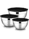 E-far Mixing Bowls with Lids, 6-Piece Stainless Steel Salad Bowls Metal Nesting Bowls for Baking Cooking and Prepping, Airtight Lids &amp; Stackable Design, Size 4.5, 3, 1.5 QT (Black)