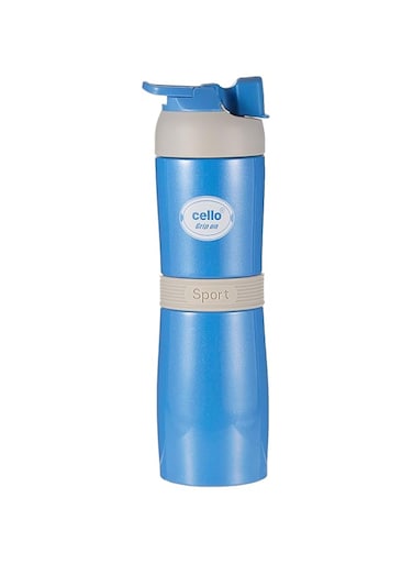 Cello Grip On Stainless Steel Sport Water Bottle, Blue, 450 ml