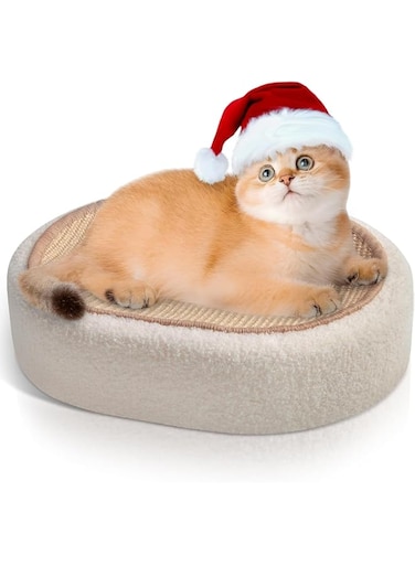 ORCHID M&reg;Cat Scratcher Bed, Scratching Board, Scratch Pad for Indoor Cats Grinding Claw, Oval Sisal Cat Scratcher for Kitten, Scratch Lounge Protect Furniture Sofa, No Debris No Mess
