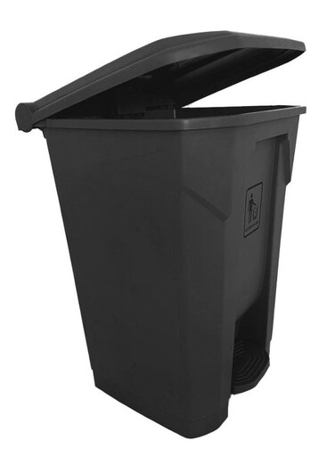 Pedal Waste Bin with Lid &acirc;&euro;&ldquo; 30L, 45L, 68L, 87L   Gray, Yellow, Red, Green   Durable Plastic Trash Bin with Foot Pedal &amp; Lid (Black, 45 LTR)