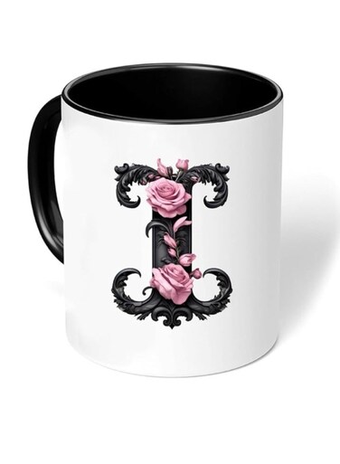 Ceramic Coffee Mug with Initial Design Printed Gift for Coffee and Tea Lovers 11 Oz alphabet I