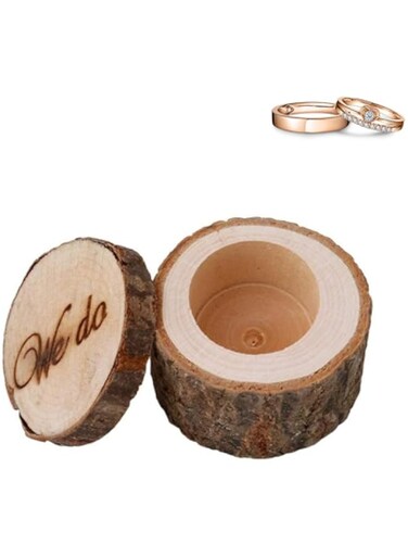 Excefore Rustic Wooden Wedding Ring Box, Elegant Ring Bearer Dish, Jewelry Storage Case for Engagements &amp; Valentine's Day