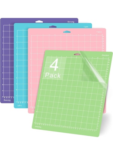 Cutting Mats 12x12 for Cricut Explore One/Air/Air 2/Maker 3/Maker 4 Pack Adhesive Sticky Non-Slip Durable Mat Replacement Accessories (Standard,Light,Strong,Fabric) for Supply, Scrapbock