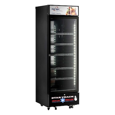 Star Track 450L Showcase Chiller &ndash; Adjustable Shelves, LED Lighting, No Frost, and Easy Mobility