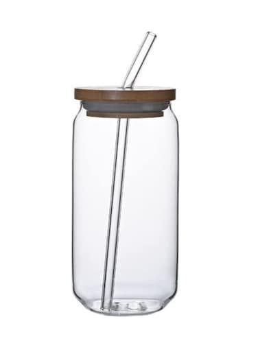 1 Pcs Can Shaped Glasses Classic Drinking Glasses with Straw&iuml;&frac14;&OElig;Glass Cups Coffee Cup for Juice, Soda, Iced Drinks&iuml;&frac14;&circ;500 ml&iuml;&frac14;&permil;