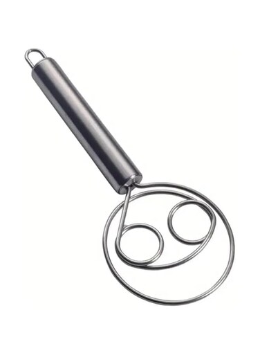 Hifza Online HO Danish Dough Whisk 8.5 Inch - Food Grade 304 Stainless Steel Hand Mixer for Bread, Pastry, Pizza Dough - Includes Dough Scraper - Baking Tool, Kitchen Gadgets &amp; Accessories