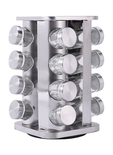 Spice Jar Rack With 360&Acirc;&deg;Rotating Clear/Silver
