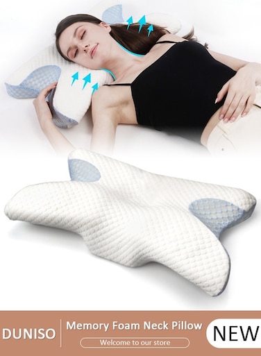 Super Comfort Ergonomic Pillow for Neck Head and Shoulder Pain Relief Contour Support Pillows for Bed Sleeping Orthopedic Cervical Spine Stretch Pillow for Side Back Stomach Sleeper