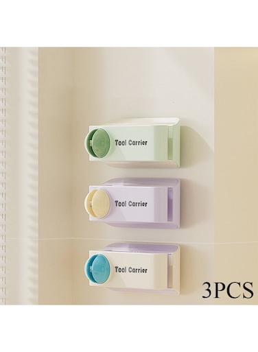 2-in-1 Wall-Mounted Knife Holder with Built-in Sharpener   Heavy Duty Adhesive Knife Rack for Organizer and Storage   for Small Apartments and Kitchen Gadgets (Green+Apricot+Purple)