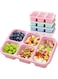 ChicAbode Bento Lunch Box with Reusable, 5 Compartment Bento Box for 4 Pack, Bento Snack Containers with Transparent Lids, for Work, and Travel, On-the-Go Meals (Wheat (Blue/Pink/Green/Beige))